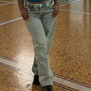 Light Wash Acid Jeans